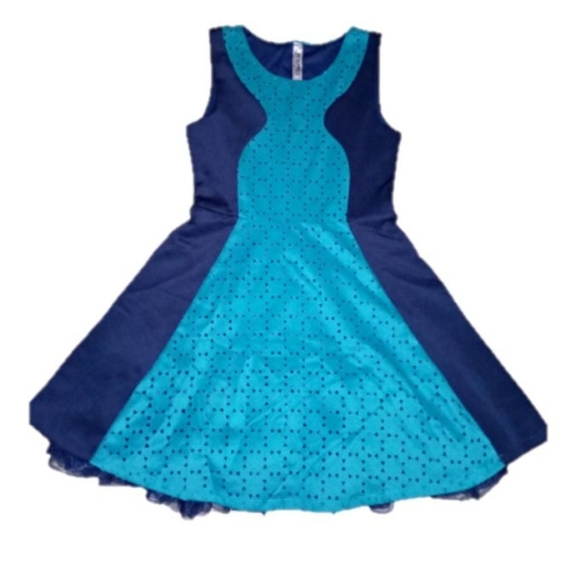 Beautees Girls Color Block Skater Dress Size 14 – Aquatic Green & Black - Picture 10 of 10